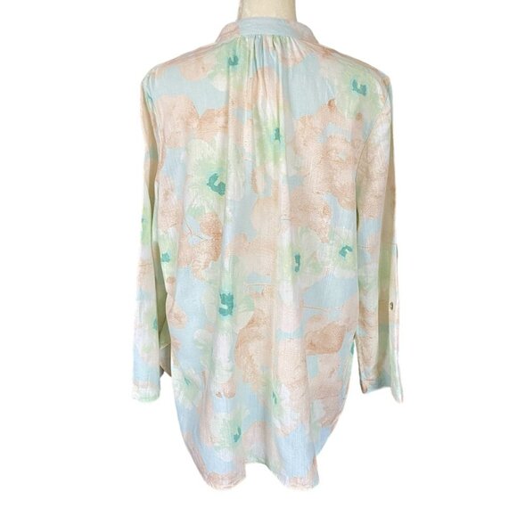 Ruby Rd. long sleeve v-neck pullover multicolored top women's size Petite large - Picture 4 of 10